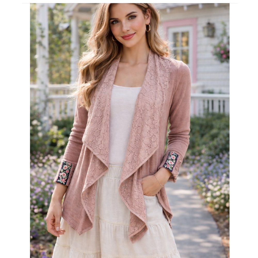 🆕 ARATTA SILENT JOURNEY Dusty Rose Open Front Cardigan